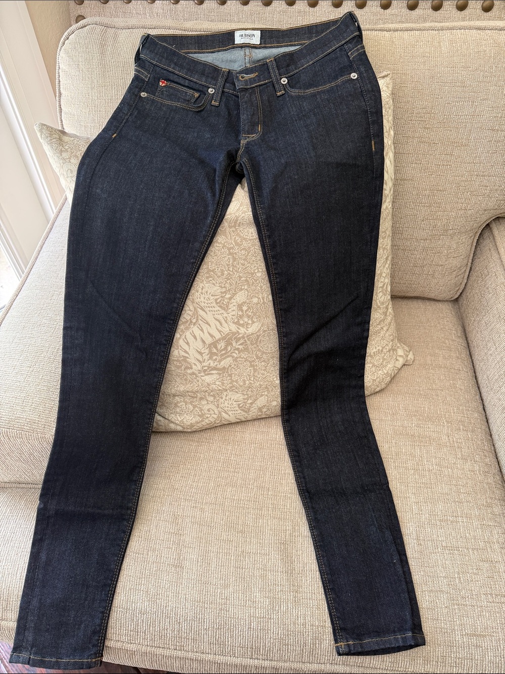 Hudson Skinny Jeans in Dark Indigo Wash